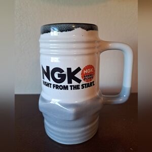 NGK Spark Plug Coffee Tea  Mug. Shaped Like A Spark Plug. Marked USA
